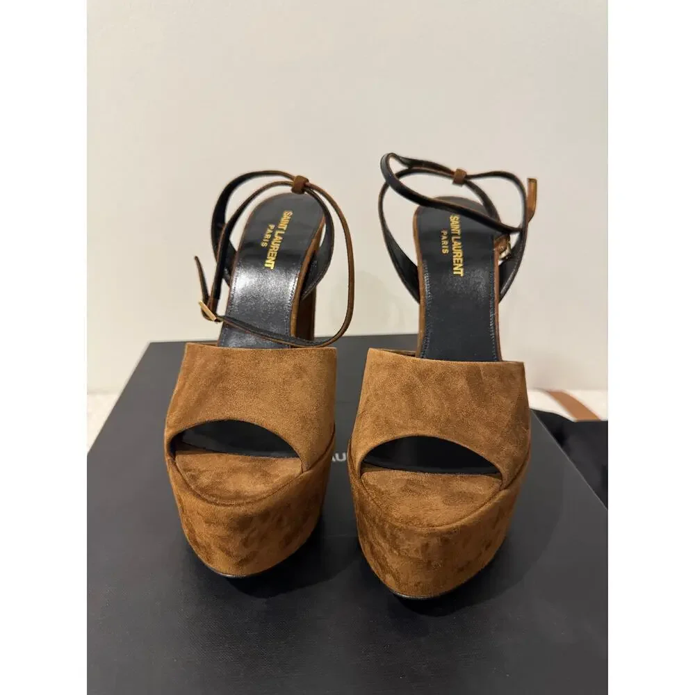 SAINT LAURENT JODIE PLATFORM SANDALS IN SUEDE LAND BNIB 39.5 - Picture 3 of 9